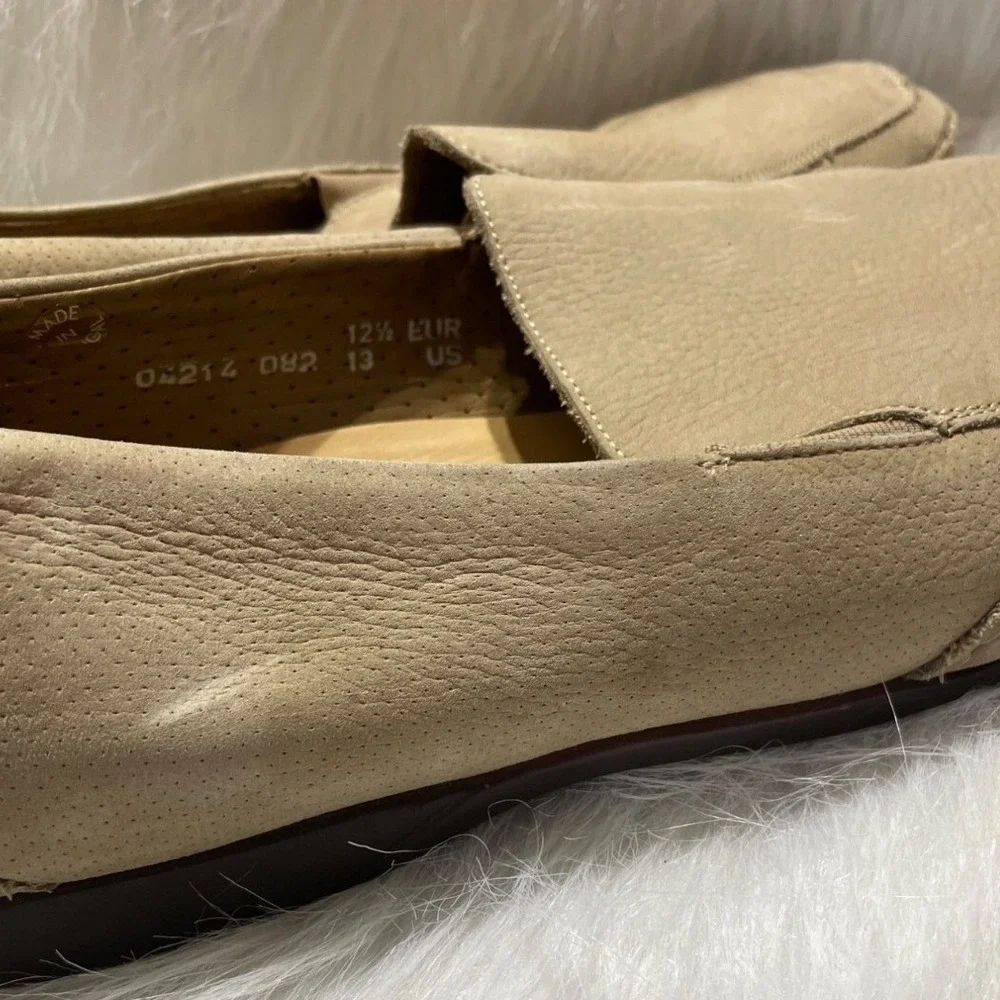 Mephisto Cool-Air Mens Beige Pebbled Leather Moc‎ Toe Loafers Shoes US 13